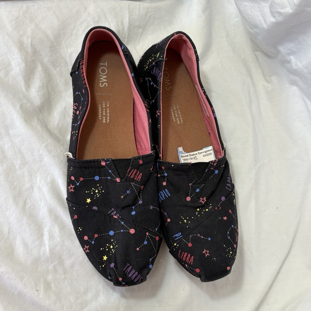 Tom's Constellation Astrology‎ Slip On Loafers Black Colorful GLOW IN DARK 7N/M